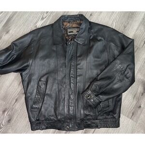 Vintage Members Only Mens Leather Jacket Size XL Black
